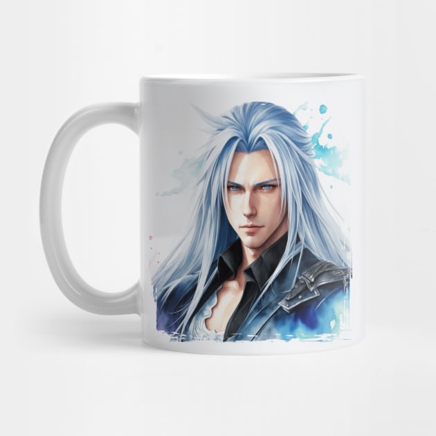 Watercolor of Sephiroth from Final Fantasy by Tiago Augusto